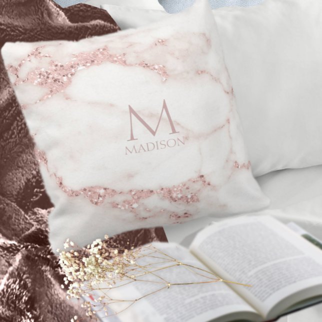 Modern Marble Glitter Monogram Ro Guld ID816 Kudde (Skapare uppladdad)