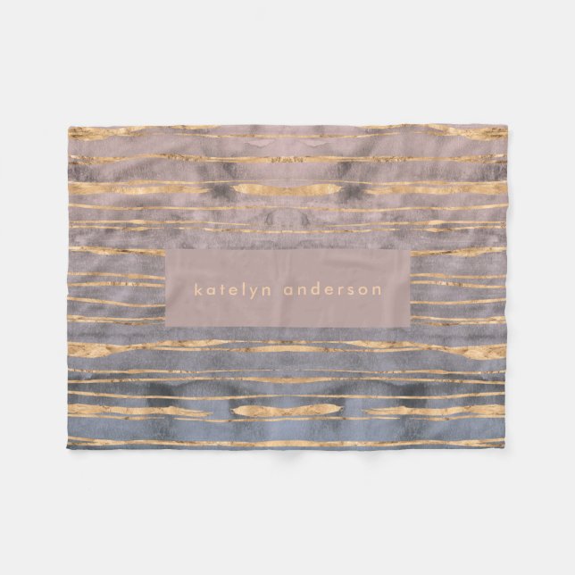 Modern Marble Gold Foil Gemstone Insida Designer Fleecefilt (Framsidan (Horisontell))