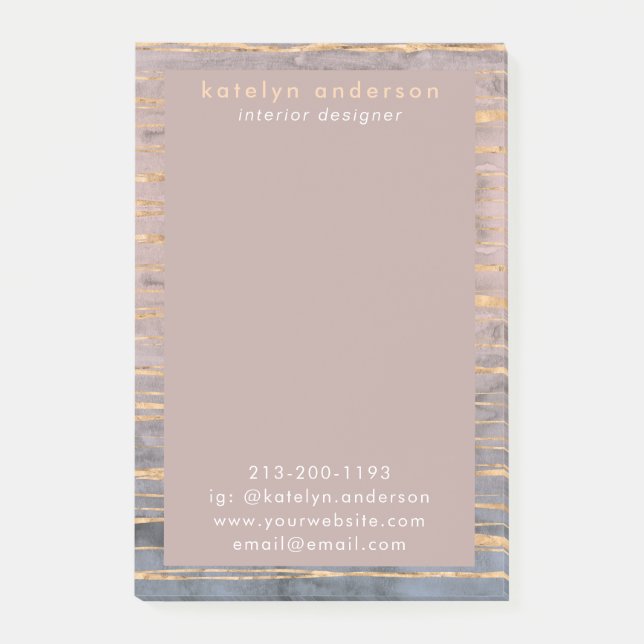 Modern Marble Gold Foil Gemstone Insida Designer Post-it Block (Framsida)