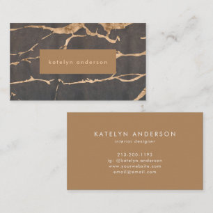 Modern Marble Gold Foil Gemstone Insida Designer Visitkort