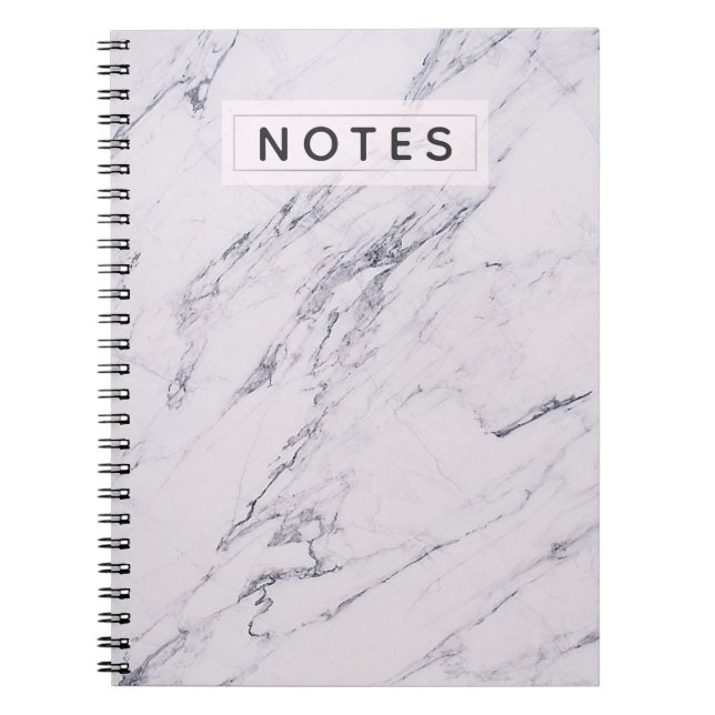 Modern marble Grått White Elegant Chic Personlig Anteckningsbok Med Spiral (Framsidan)