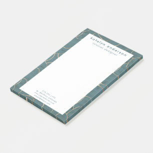 Modern Marble Guld Gemstone Teal Insida Designer Post-it Block