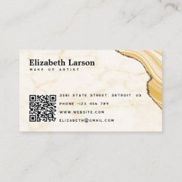 Modern Marble Guld Glitter QR Salon Makeup Visitkort