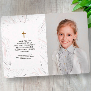 Modern Marble Guld Kor Photo Communion Tack Kort