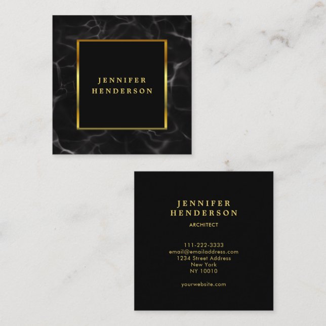 Modern marble guld professionell fyrkantigt visitkort (Fram/baksida)