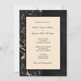 Modern marble in Black and Vanilla Tapioca Inbjudningar