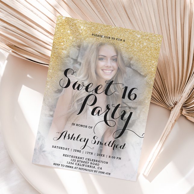 Modern marble Mbre-foto guld 16 Inbjudningar (Skapare uppladdad)