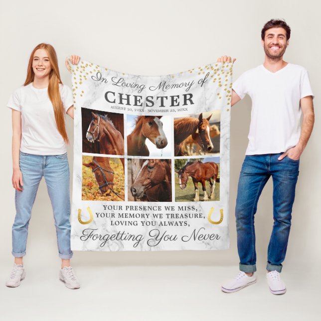 Modern Marble Memorial Pet Horse Fleecefilt (På plats)