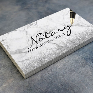 Modern marble Mobile Notary Loan Signing Agent Visitkort