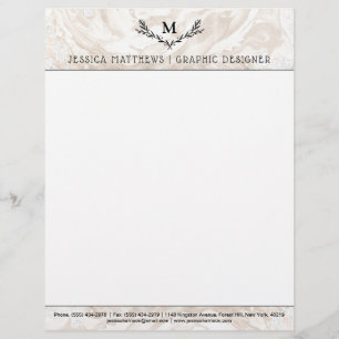 Modern marble Monogram Wandeans Brevhuvud