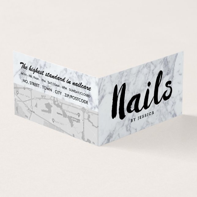 Modern marble, Nail Technician, Nail Salon Loyalty Visitkort (Utsida)