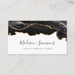 Modern marble Namnteckning Black Guld Glitter Agat Visitkort
