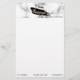Modern marble Paint Stroke Glitter Namn Brevpapper