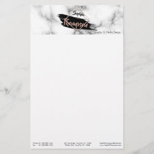 Modern marble Paint Stroke Glitter Namn Brevpapper