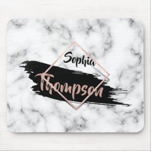 Modern marble Paint Stroke Glitter Namn Musmatta