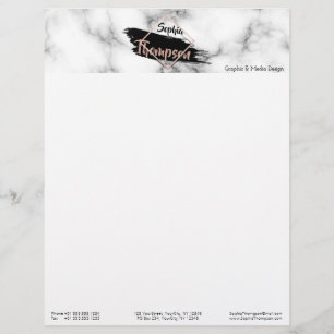 Modern Marble Paint Stroke Namn - Letterhead Brevhuvud