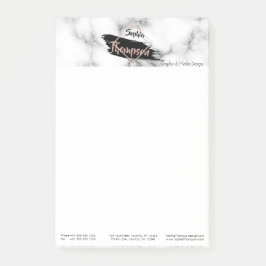 Modern Marble Paint Stroke Namn - Postit® Notes Post-it Block