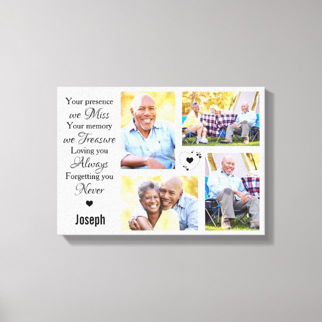 Modern Marble Photo Collage Memorial Keepsaké Canvastryck (Framsida)