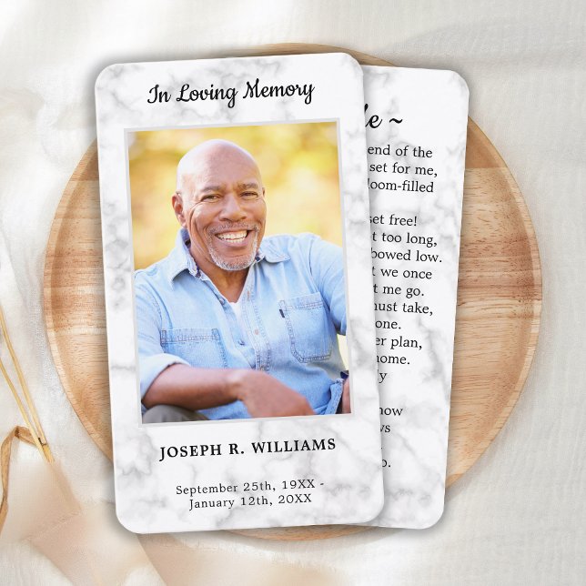 Modern marble Photo Funeral Memorial Prayer Card (Skapare uppladdad)