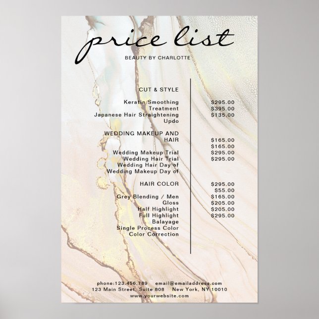 Modern marble Pris List Poster (Framsidan)