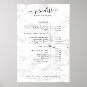 Modern marble Pris List Poster
