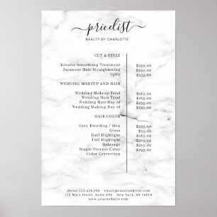 Modern marble Pris List Poster