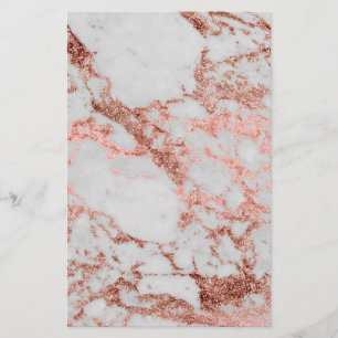 Modern Marble Ro Guld Glitter Brevpapper