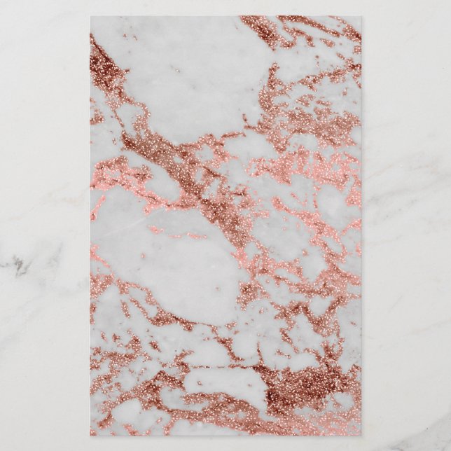 Modern Marble Ro Guld Glitter Brevpapper (Framsida)