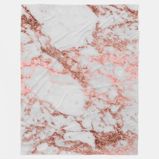 Modern Marble Ro Guld Glitter Fleecefilt (Framsidan)
