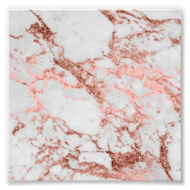 Modern Marble Ro Guld Glitter Fototryck (Framsidan)