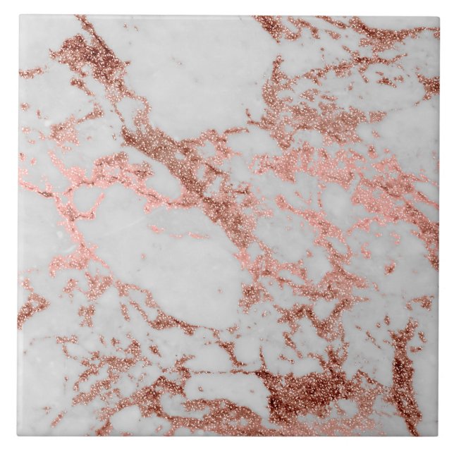 Modern Marble Ro Guld Glitter Kakelplatta (Framsidan)