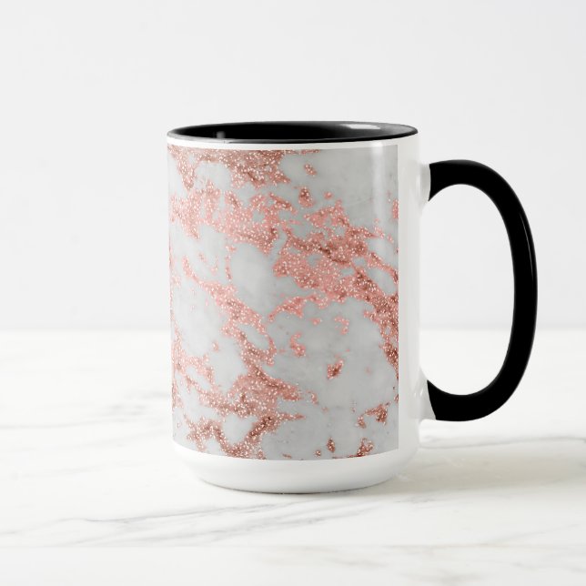 Modern Marble Ro Guld Glitter Mugg (Höger)
