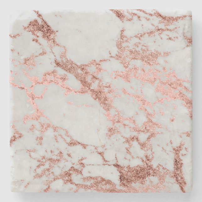 Modern Marble Ro Guld Glitter Stenunderlägg (Framsidan)