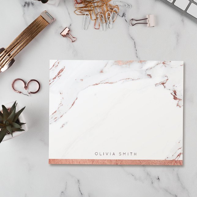 Modern marble ro guld personlig Stationery Tack Kort (Modern rose gold marble personalized Stationery Thank You Card)