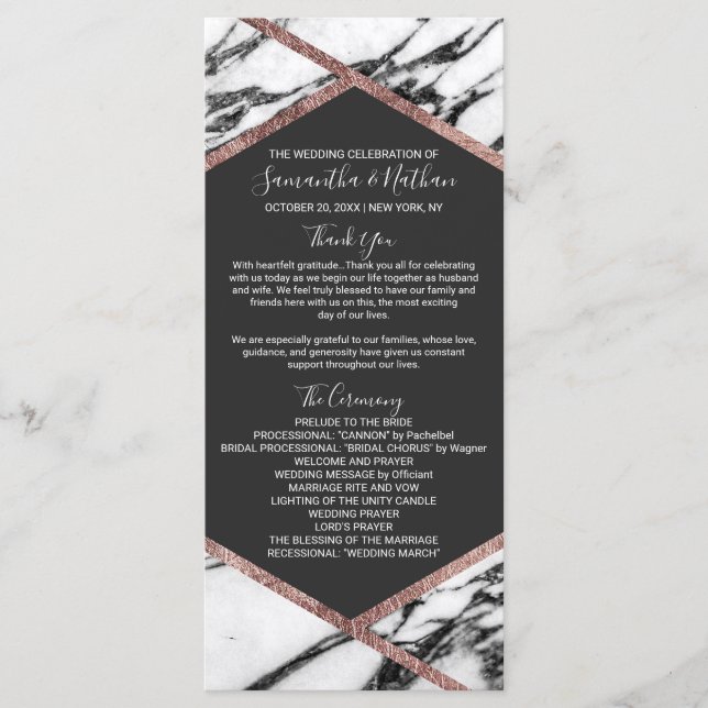 Modern Marble Ro Guld Trim Hexagon-program Program (Framsida)