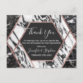 Modern Marble Ro Guld Trim Hexagon Tack Vykort