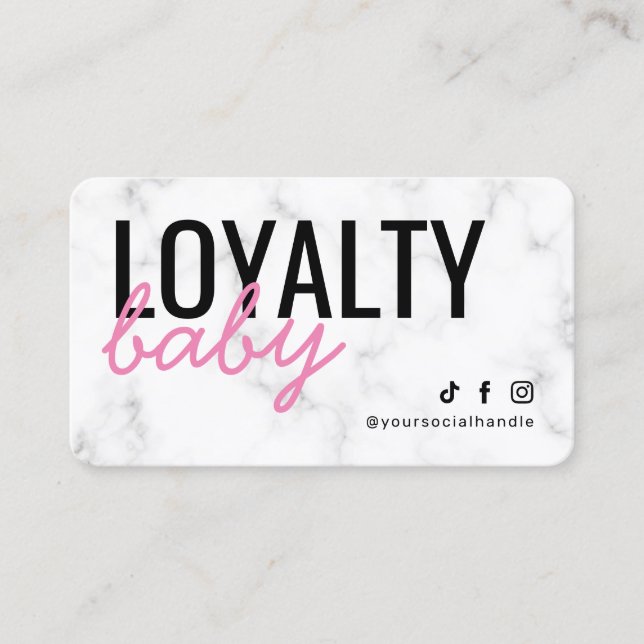 Modern marble Rosa Loyalty Card Visitkort (Framsida)