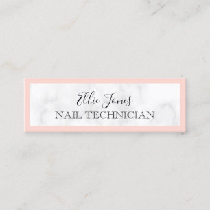 Modern marble & rosa nageltekniker mini visitkort