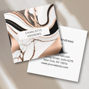 Modern Marble Rosegold Fyrkantigt Visitkort