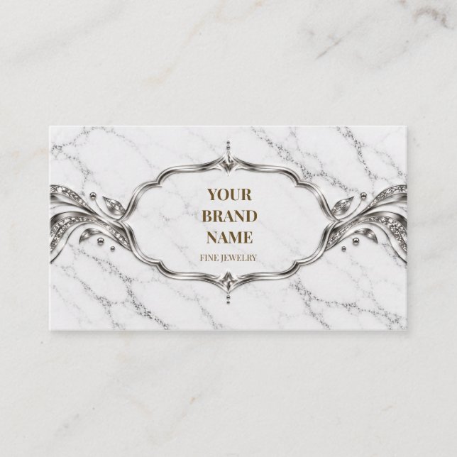 Modern Marble Silver Mini Armbands Wrap Card Visitkort (Framsida)