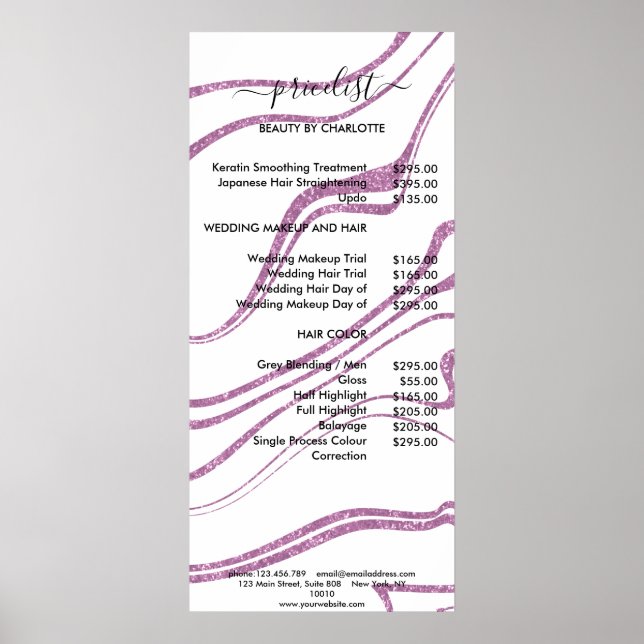 Modern Marble Stil Pricelist Poster (Framsidan)