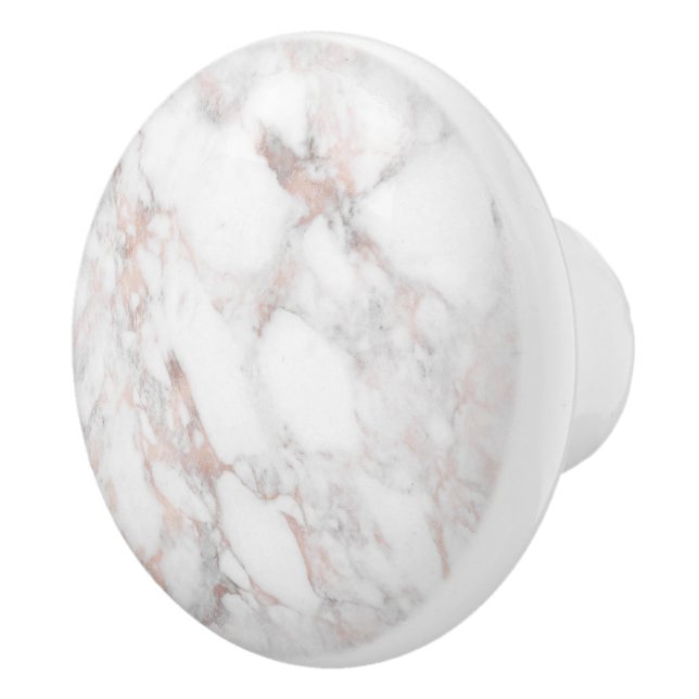 Modern marble Stone Ro-guld & White Faux Marble St Knopp (Höger)