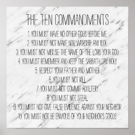 Modern Marble Ten Commandings Sign Poster