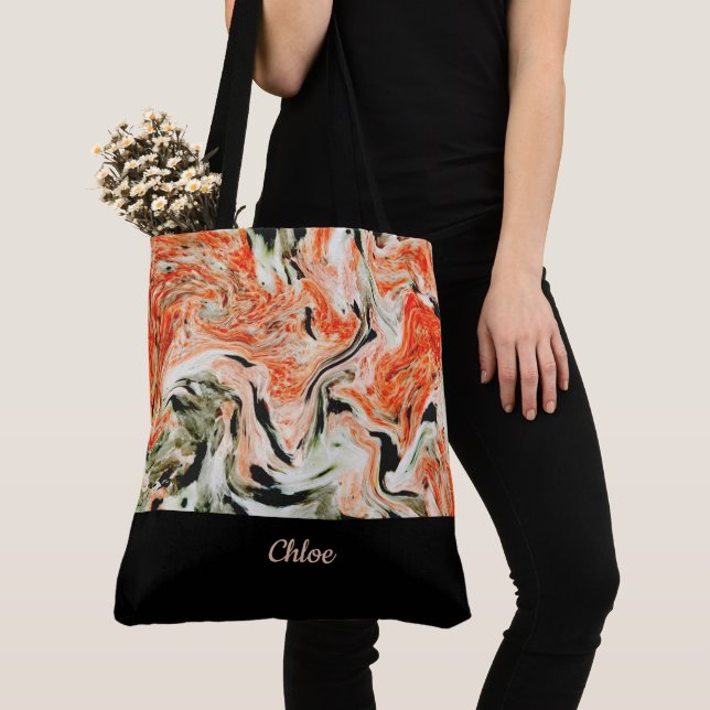 Modern Marble Tote Bag Tygkasse (Närbild)
