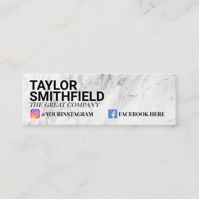 Modern Marble Trendig Social Media Affärskort Mini Visitkort (Framsida)