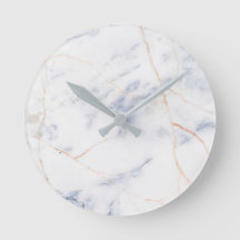 Modern Marble Wall Clock White Grått och Guld