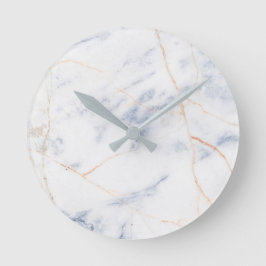 Modern Marble Wall Clock White Grått och Guld Rund Klocka