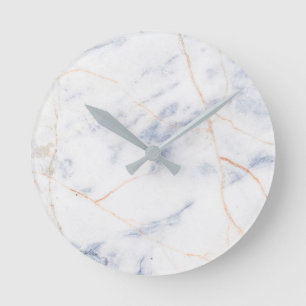 Modern Marble Wall Clock White Grått och Guld Rund Klocka