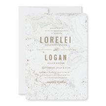 Modern marble Wedbjudande | GULD