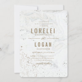 Modern marble Wedbjudande | GULD Inbjudningar